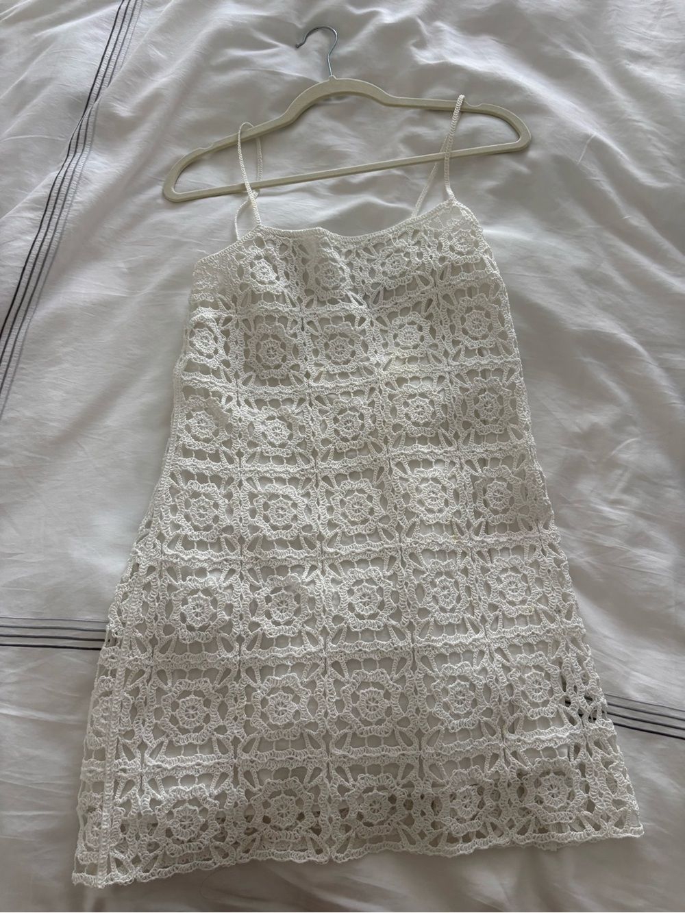 Zara White Crochet Lace Mini Dress - Picture 2 of 4